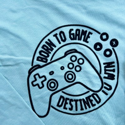 Conj. Blusa Manga Longa Born to Game e Calça de Moletom - Azul e Preto